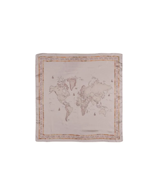 Alviero Martini Prima Classe World Map Silk Scarf Women Pink Scarves & Shawls