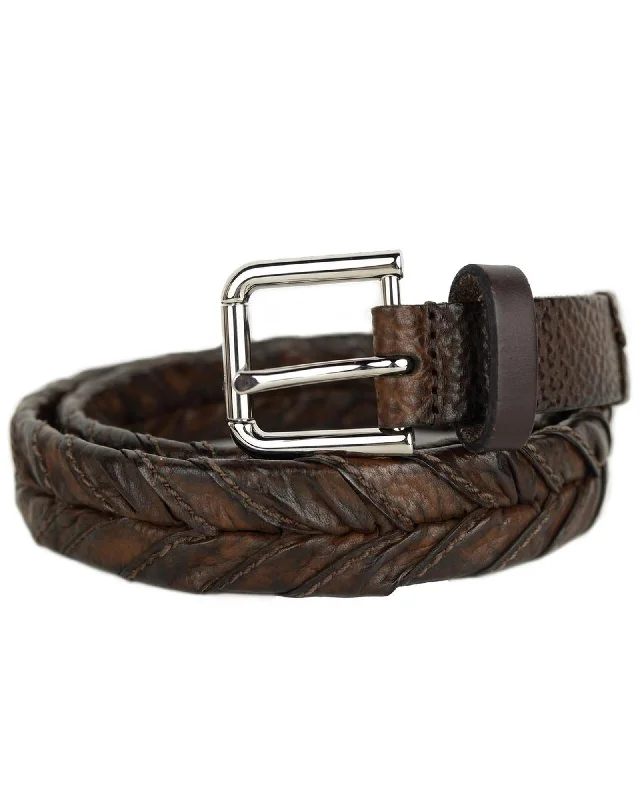 Dolce & Gabbana Braided Leather Belt Women Brown