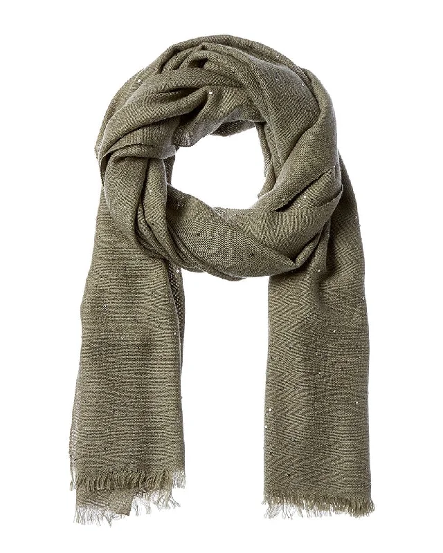 Brunello Cucinelli Sequin-Detailed Wool & Cashmere-Blend Scarf