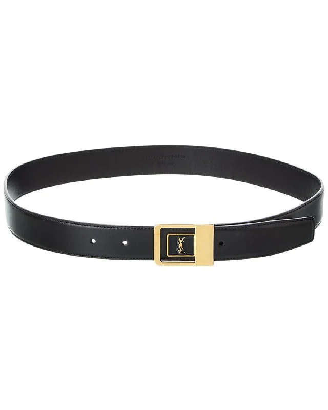Saint Laurent La 66 Lacquered Leather Belt