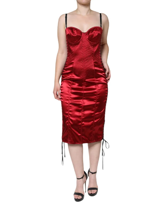 Dolce & Gabbana  Red Satin Corset Dress
