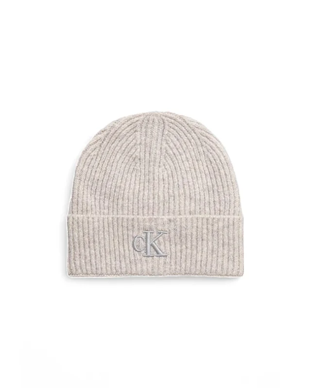 Calvin Klein Classic Knit Blend Cap Women Grey Hats