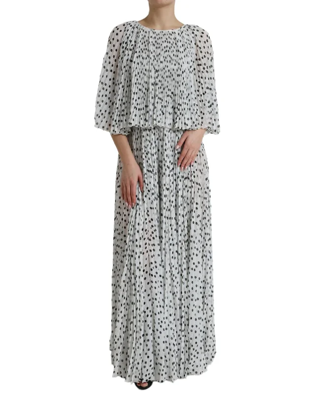 Dolce & Gabbana  Polka Dot Pleated Maxi Dress