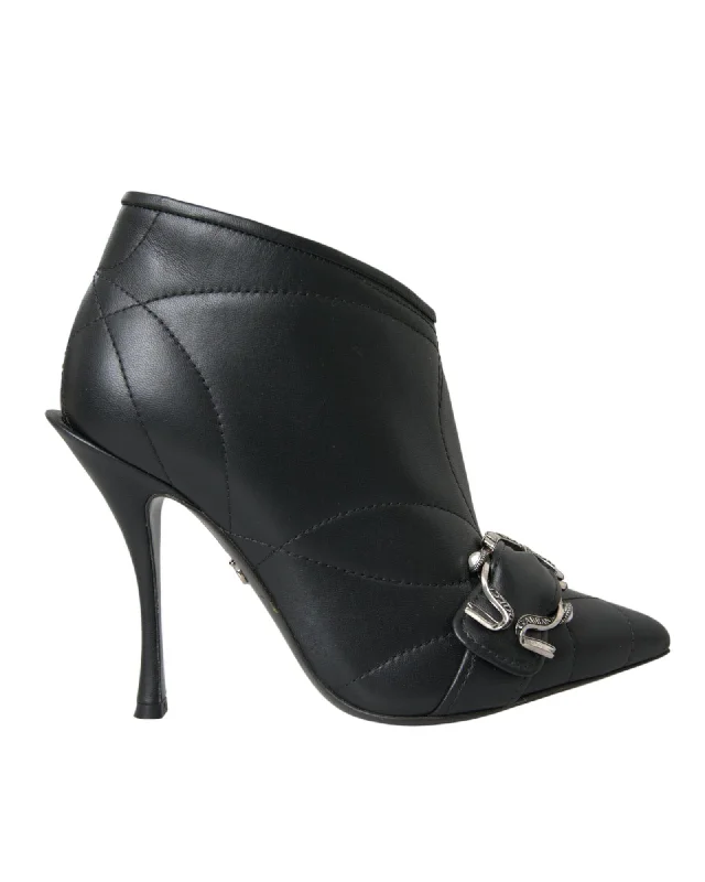 Dolce & Gabbana  Black Quilted Leather Ankle Boots