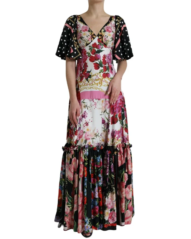 Dolce & Gabbana Floral Print Silk Twill Maxi Dress