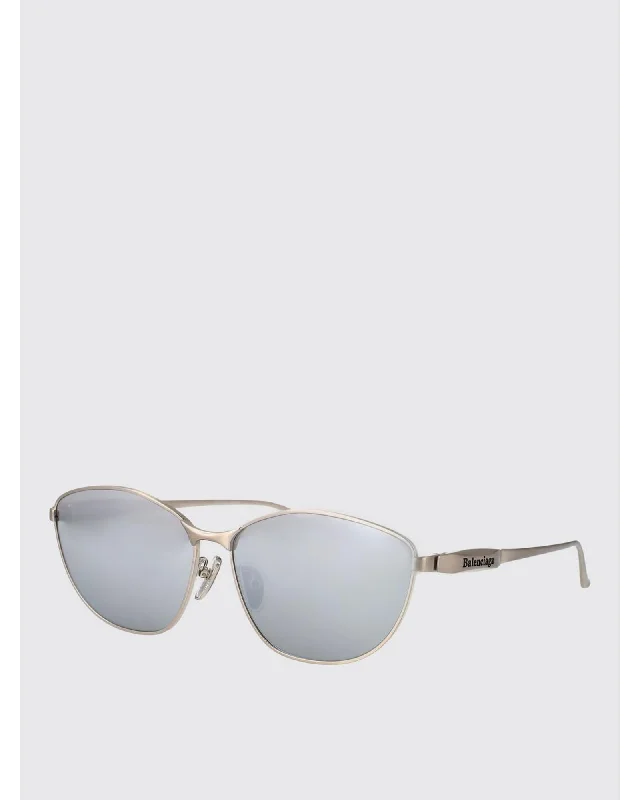 Balenciaga Metal Frame Oval Sunglasses Women Silver