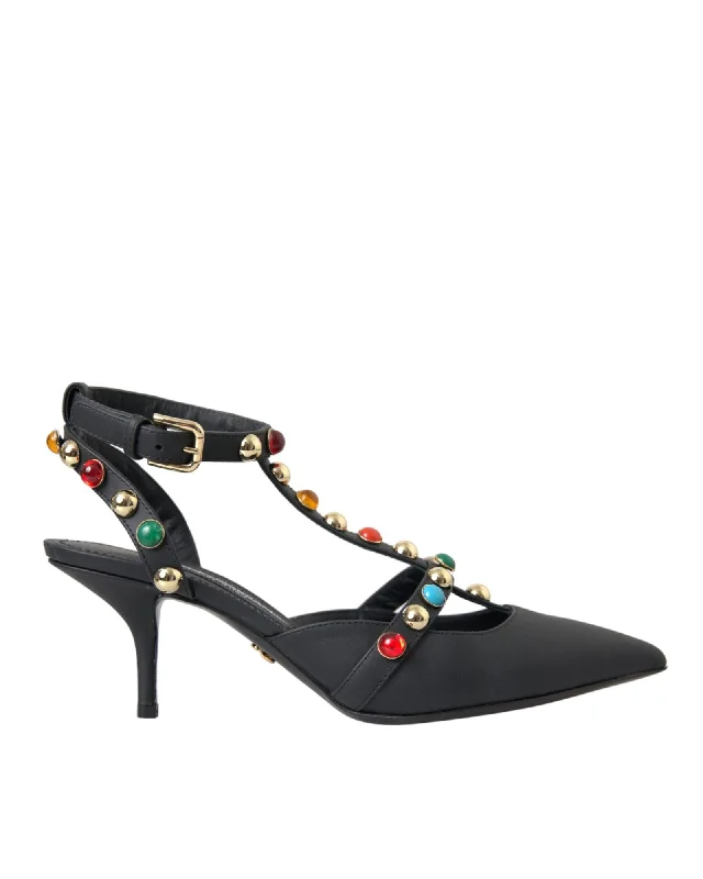 Dolce & Gabbana  DG Crystal Kitten Heel Pumps Black