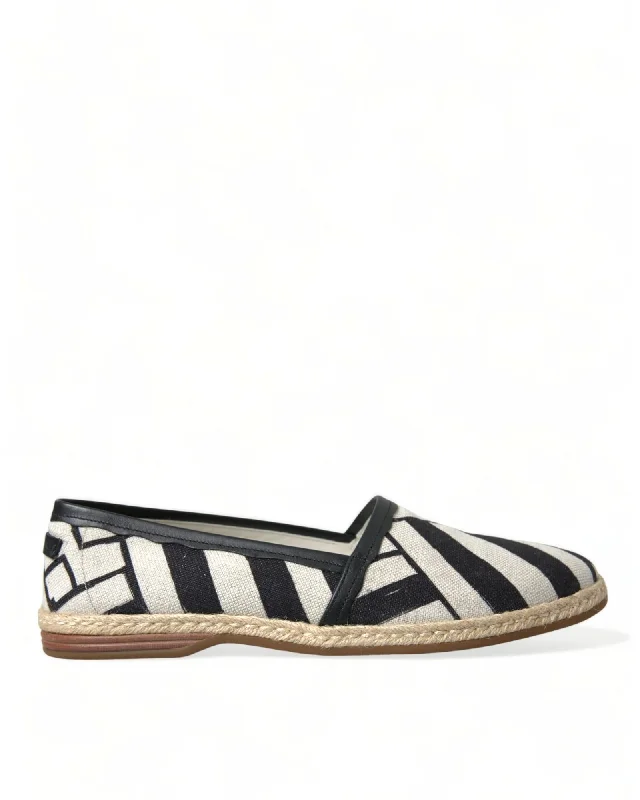 Dolce & Gabbana  Men's Black and White Striped Espadrilles