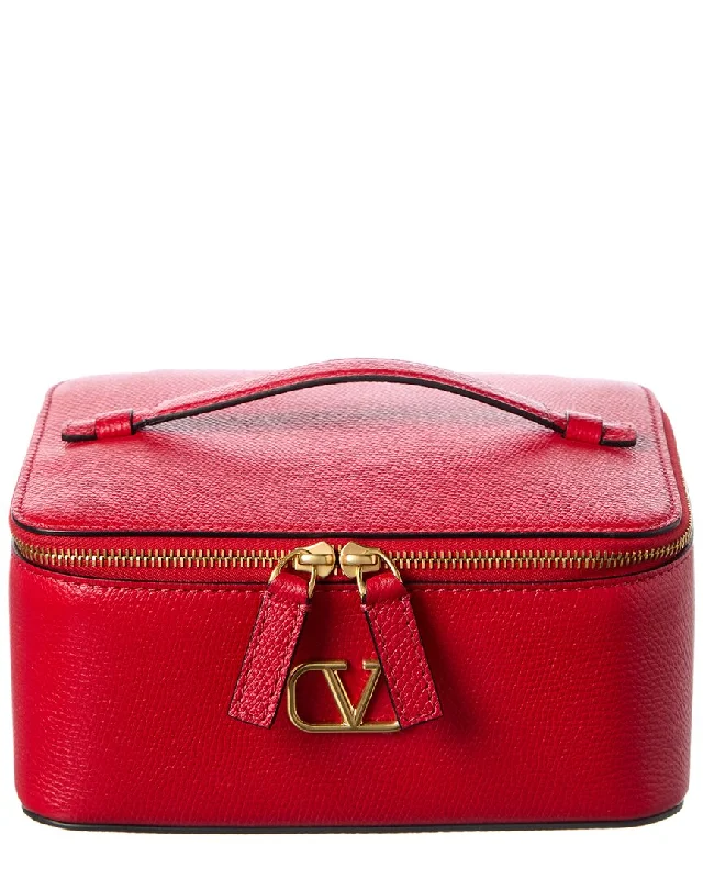 Valentino Vlogo Signature Leather Cosmetic Case Set