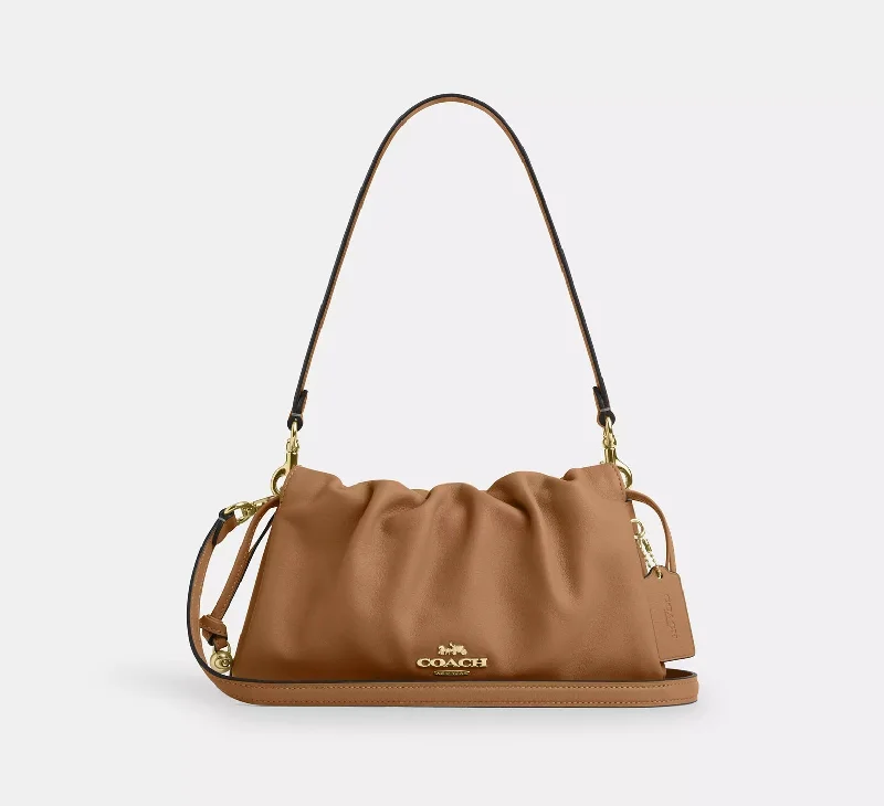 Coach Faye Shoulder Bag With Ruching Honey Brown 