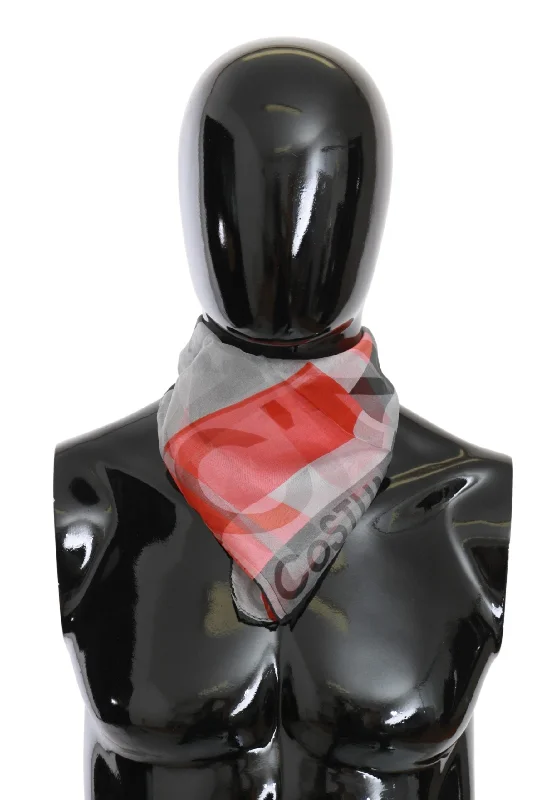 Costume National  Silk Scarf GrayRed
