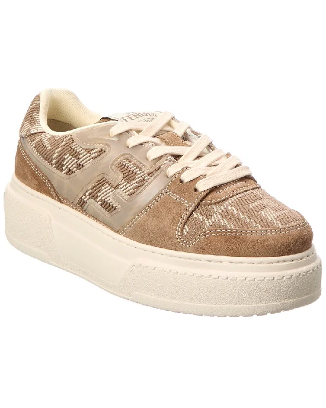 Fendi Match Ff Jacquard & Suede Platform Sneaker