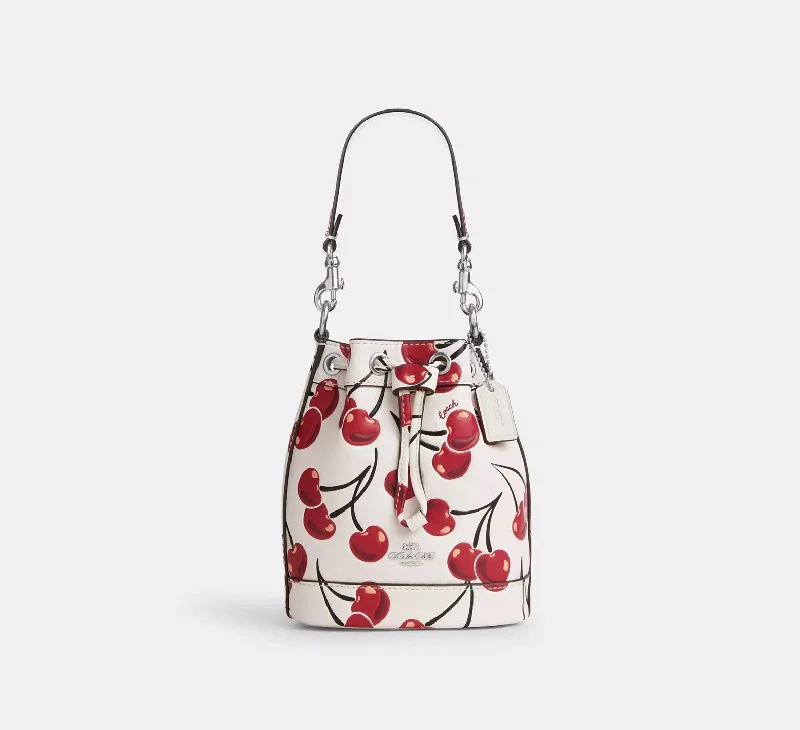 Coach Mini Bucket Bag With Cherry Print Chalk Multi 