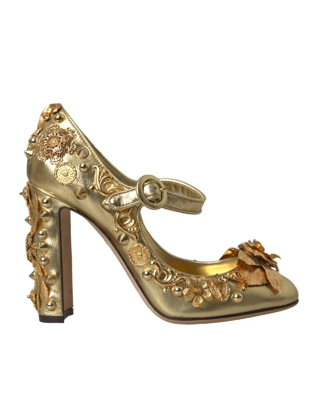 Dolce & Gabbana  Floral Embellished Leather Pumps