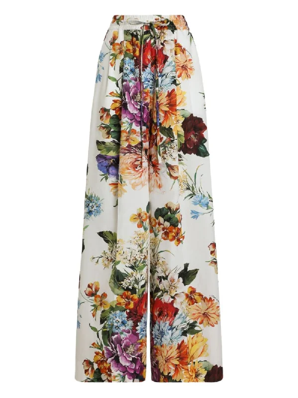Dolce & Gabbana Poplin trousers with flower bouquet print