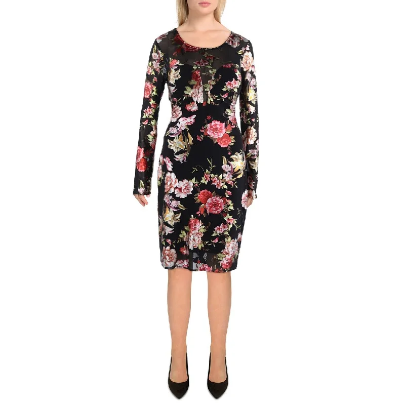 Guess Womens Boat Neck Sheer Mini Dress