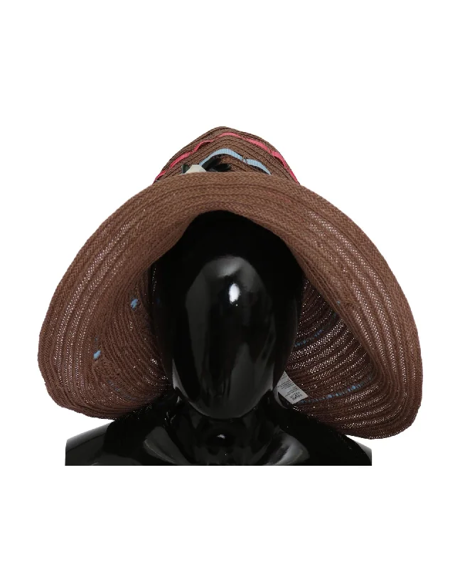 Dolce & Gabbana  Brown Straw Hat with Ribbon