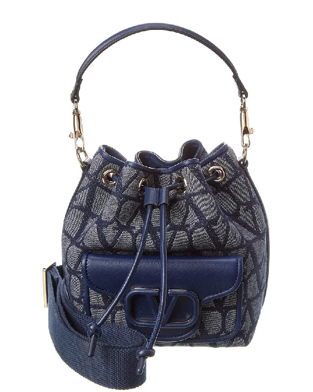 Valentino Vlogo Toile Iconographe Canvas & Leather Bucket Bag