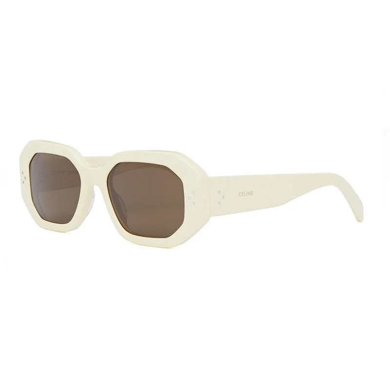 Celine Sunglasses Geometric Full Rim, Ivory Frame and Brown Lens CL40255I25E