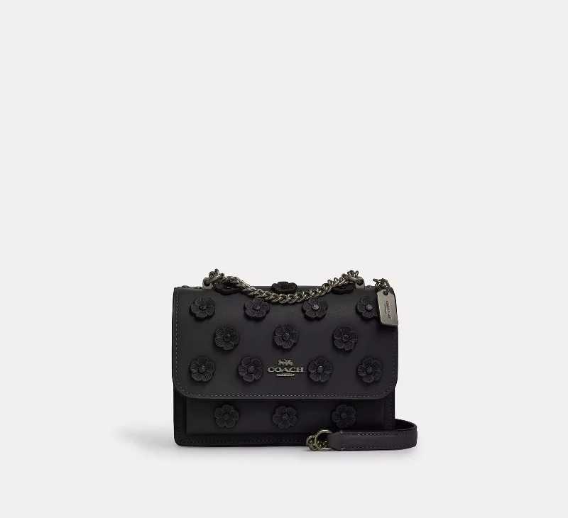 Coach Mini Klare Crossbody Bag With Floral Applique Black 