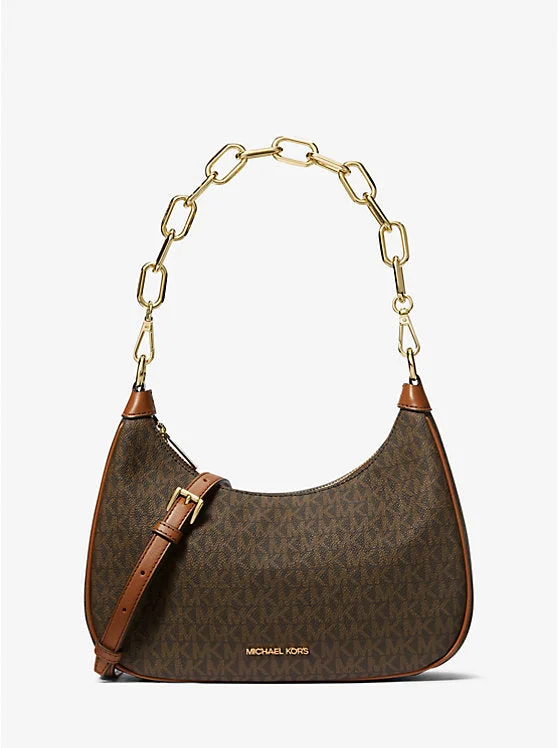 Michael Kors Cora Large Signature Logo Shoulder Bag Brown 