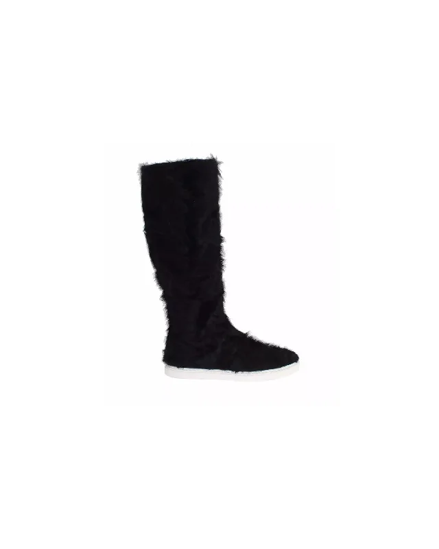 Dolce & Gabbana Fur KneeHigh Boots Women Black