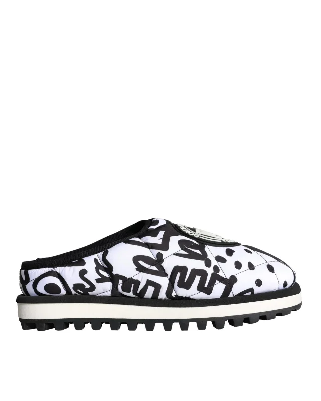 Dolce & Gabbana  Doodle Slides WhiteBlack Womens