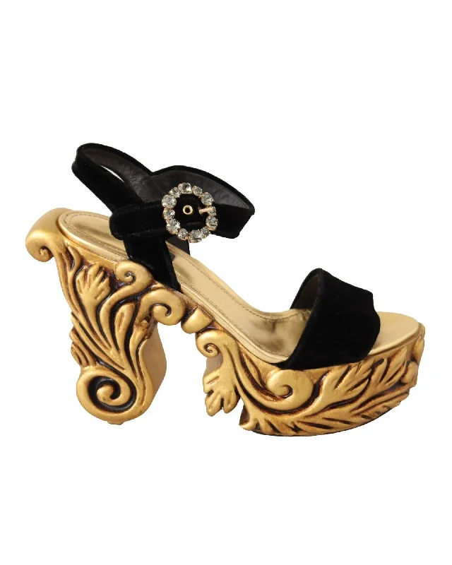Dolce & Gabbana  Baroque Velvet Platform Sandals