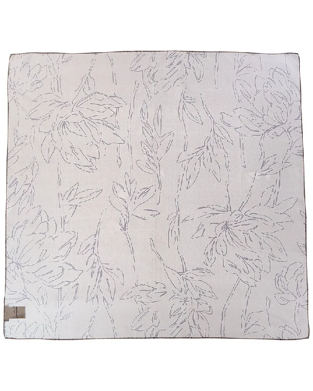 Brunello Cucinelli Magnolia Print Silk Scarf