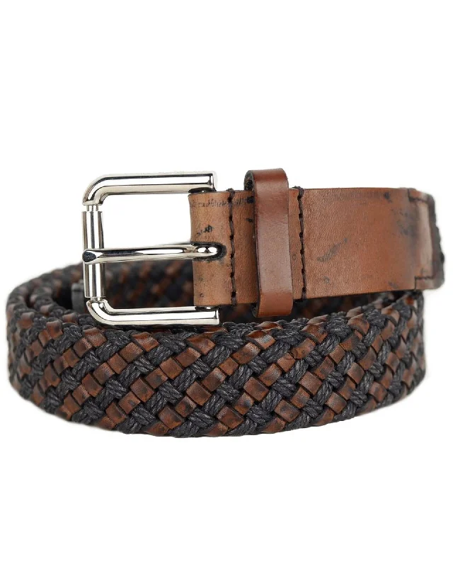Dolce & Gabbana Woven Leather Accent Belt Women Brown