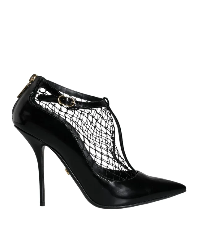 Dolce & Gabbana  Black Fishnet Pointed Toe Pumps