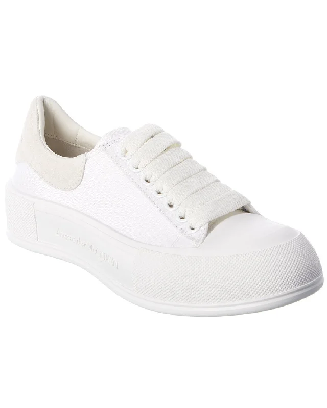 Alexander Mcqueen Deck Plimsoll Canvas & Suede Sneaker