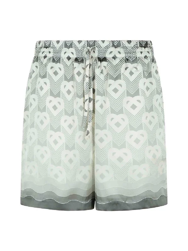 Casablanca Gradient Heart Monogram Silk Shorts in Grey