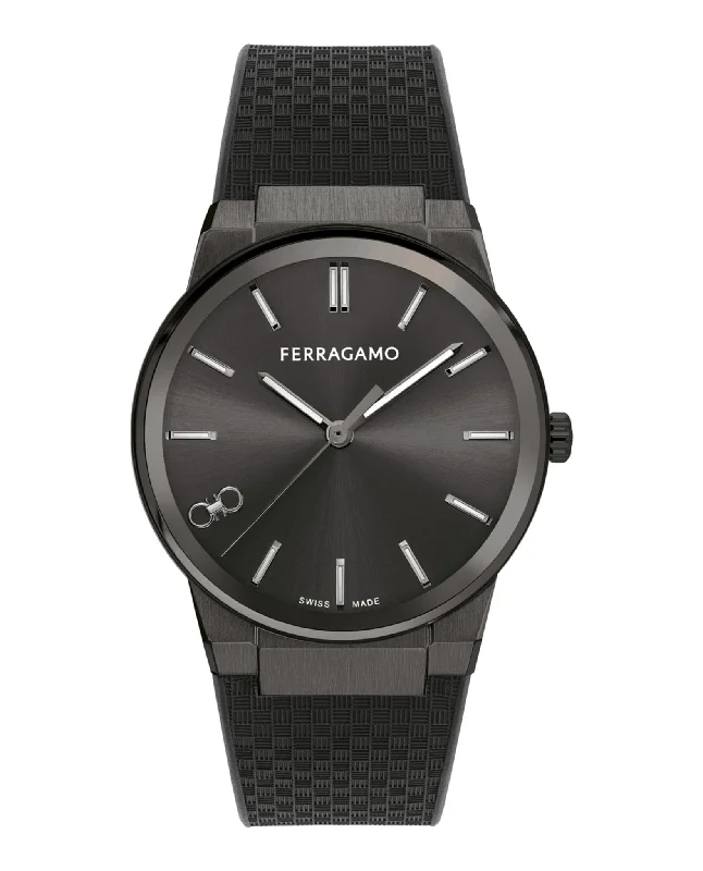 Ferragamo Mens  Black 41mm Strap Fashion Watch