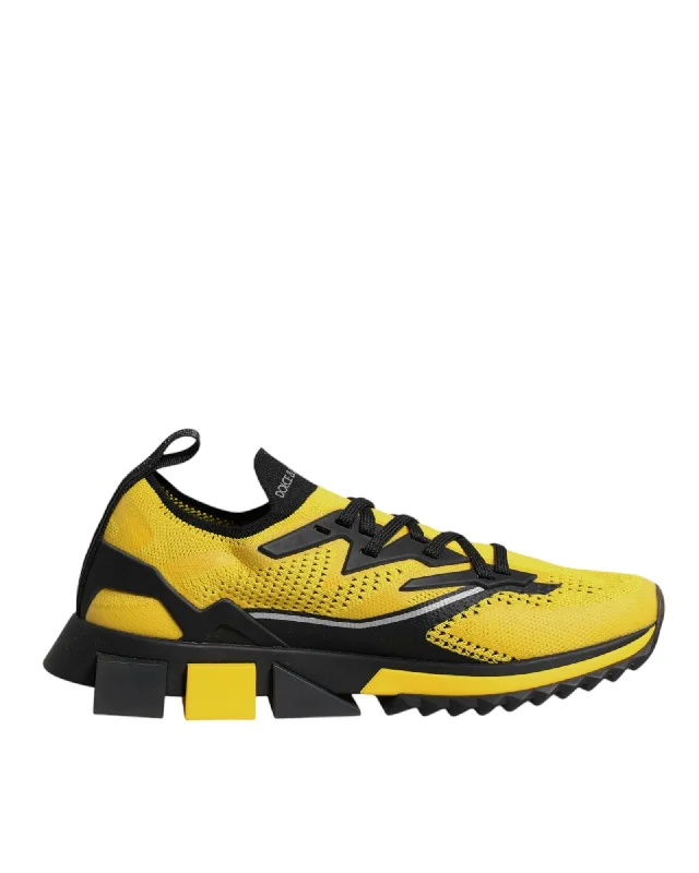 Dolce & Gabbana Sport Stretch Sneakers with Logo Details Men Yellow