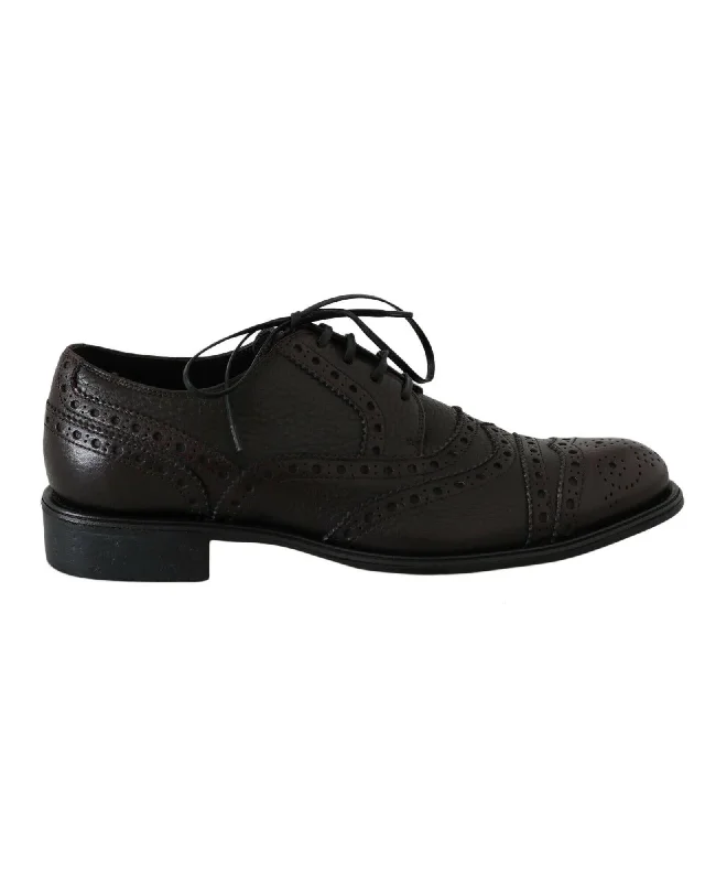 Dolce & Gabbana  Mens Black Leather Wingtip Brogue Shoes