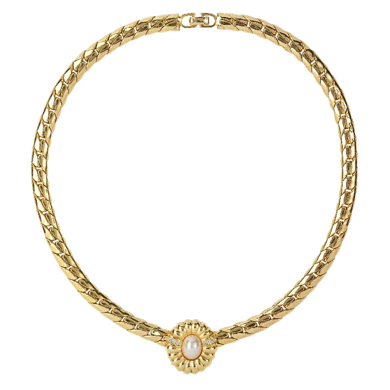 1980s Christian Dior Faux Pearl Statement Necklace