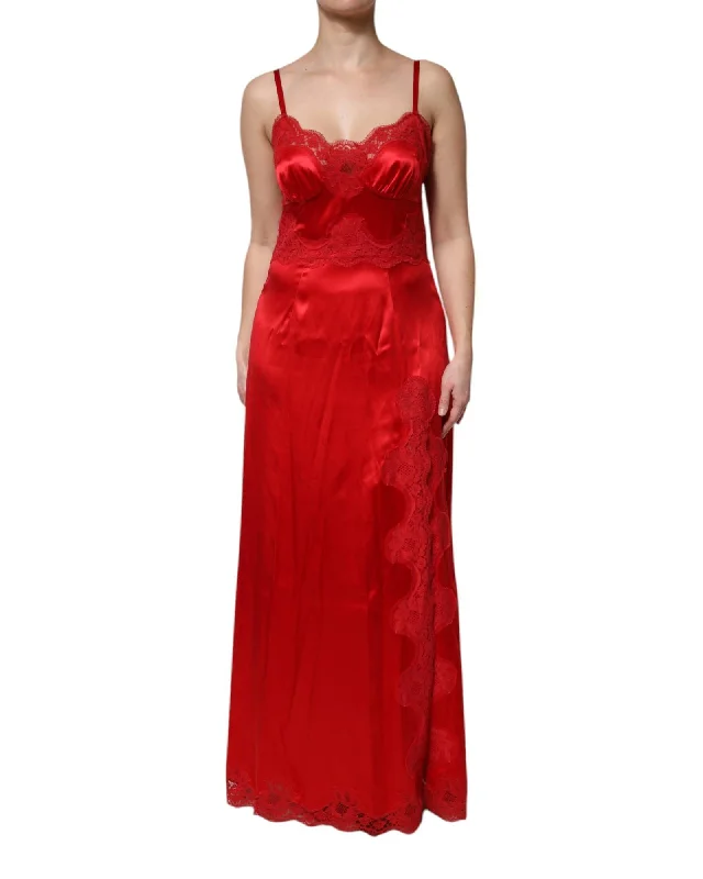 Dolce & Gabbana Lace Detail Slip Dress Women Red Dresses