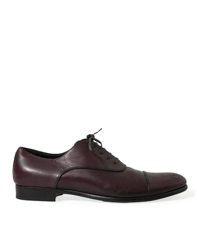 Dolce & Gabbana  Burgundy Leather Cap Toe Oxford
