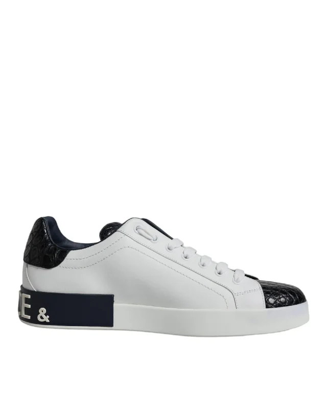 Dolce & Gabbana Leather Logo Portofino Sneaker Shoes