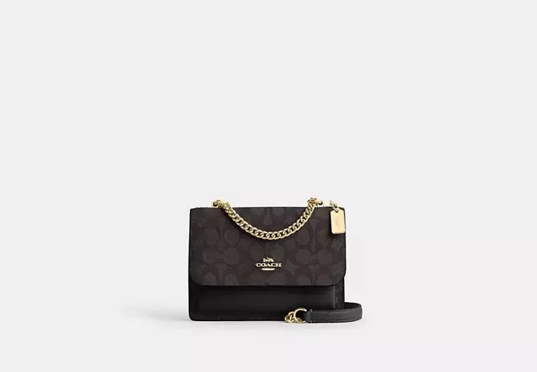 Coach Mini Klare Crossbody Bag In Signature Canvas Walnut Black 