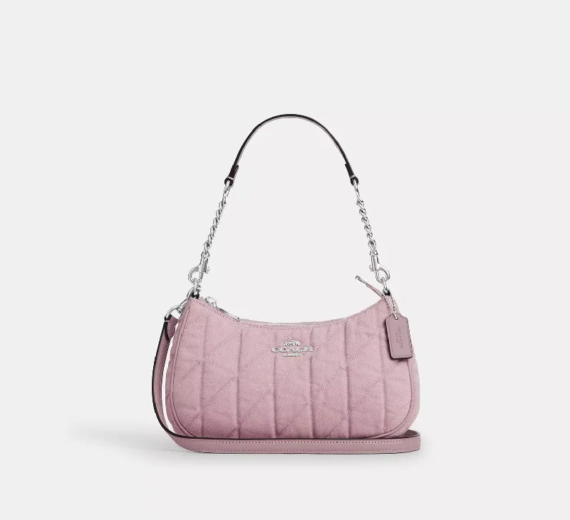 Coach Teri Shoulder Bag Quilted Denim Carnation 