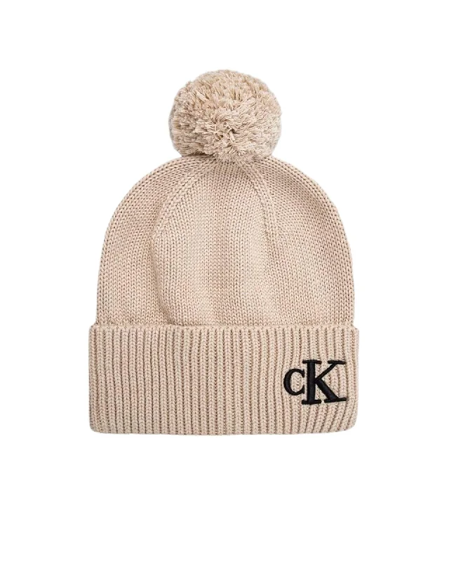 Calvin Klein  Pom Pom Beanie Beige