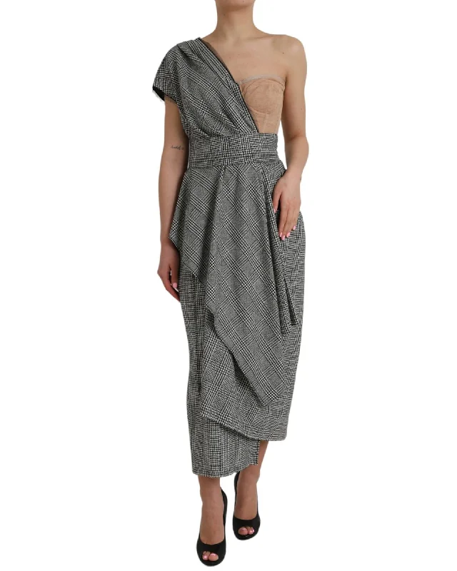 Dolce & Gabbana  Women's One Shoulder Plaid Dress