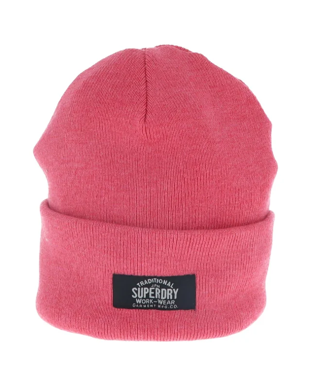 Superdry Cuffed Beanie Pink Acrylic