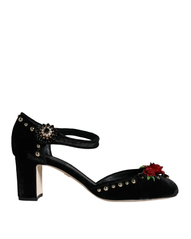 Dolce & Gabbana  Rose Velvet Pumps Black