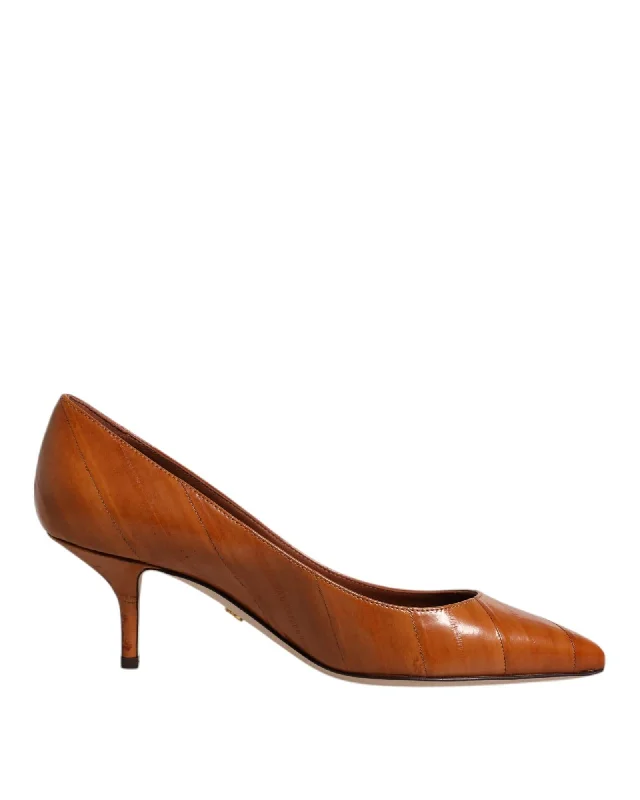 Dolce & Gabbana Leather Kitten Heel Pumps Shoes with Logo Details