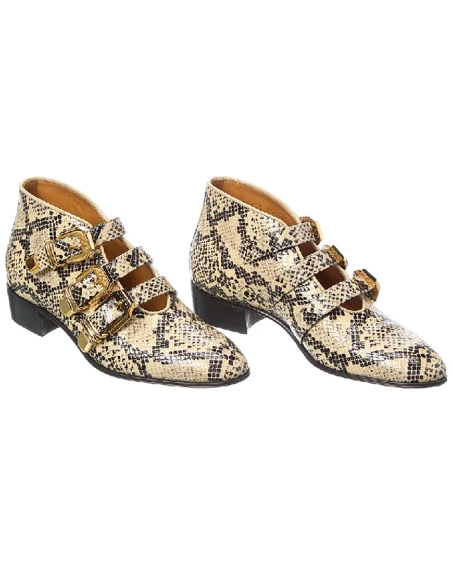 Gucci Python-Embossed Leather Bootie (Authentic Pre-Loved)