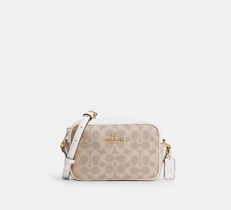 Coach Mini Jamie Camera Bag In Signature Canvas Sand Chalk 