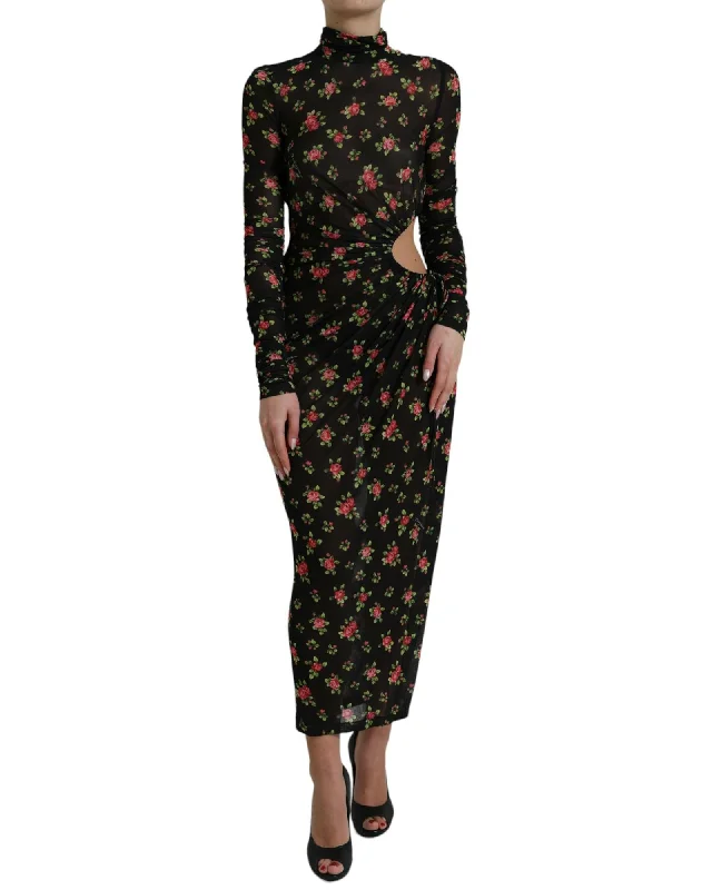 Dolce & Gabbana Floral Cut Out Sheath Maxi Dress